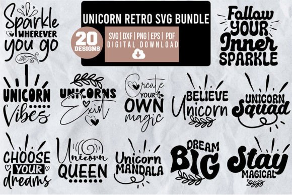 Unicorn Retro SVG Bundle Review
